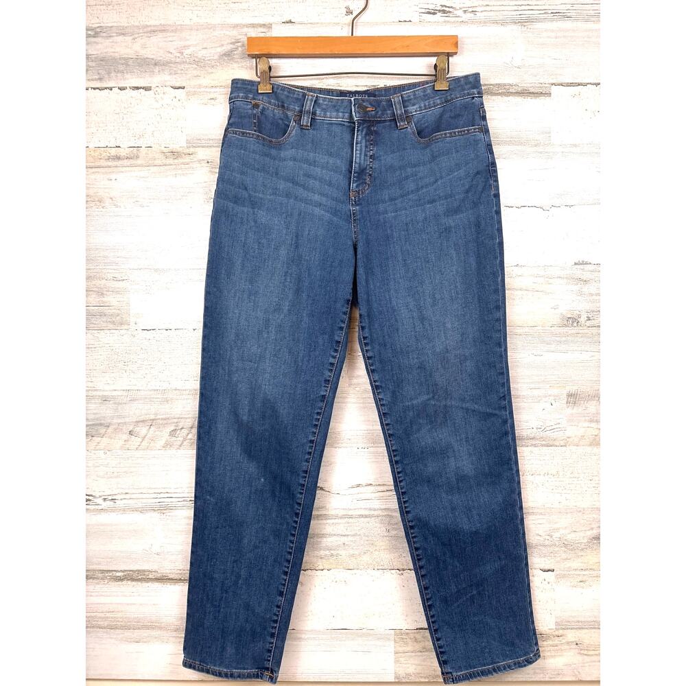 Talbots Womens 12 Blue Simply Flattering 5 Pocket Straight Leg Ankle Denim Jeans